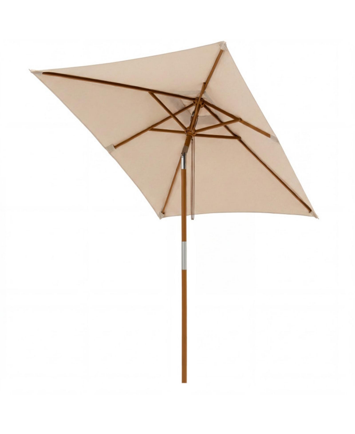 Sugift 7 Feet Outdoor Rectangular Patio Umbrella with 3 Adjustable Heights - Medium beige