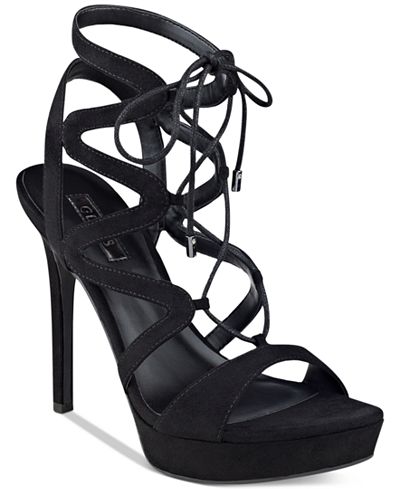 GUESS Women's Aurela Strappy Lace-Up Platform Dress Sandals