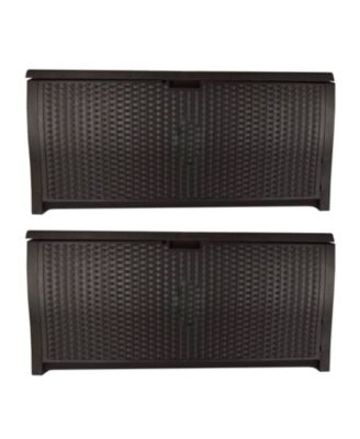 99 Gallon Deck Garden Garage Home Wicker Resin Pool Box, Mocha 2 Pack