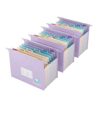 Hanging File Folders 7 Accordion Pockets 1.2 Inch Expandable Multi Color Tabs Letter Size 3 Pack