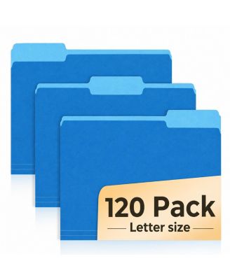 100 Pack Letter Size File Folders 1/3 Cut Tabs For Office Home School