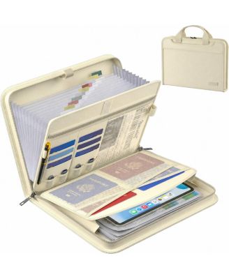 Fireproof Expanding Accordion File Organizer 13 Pockets Labels Handle Portable Document Storage