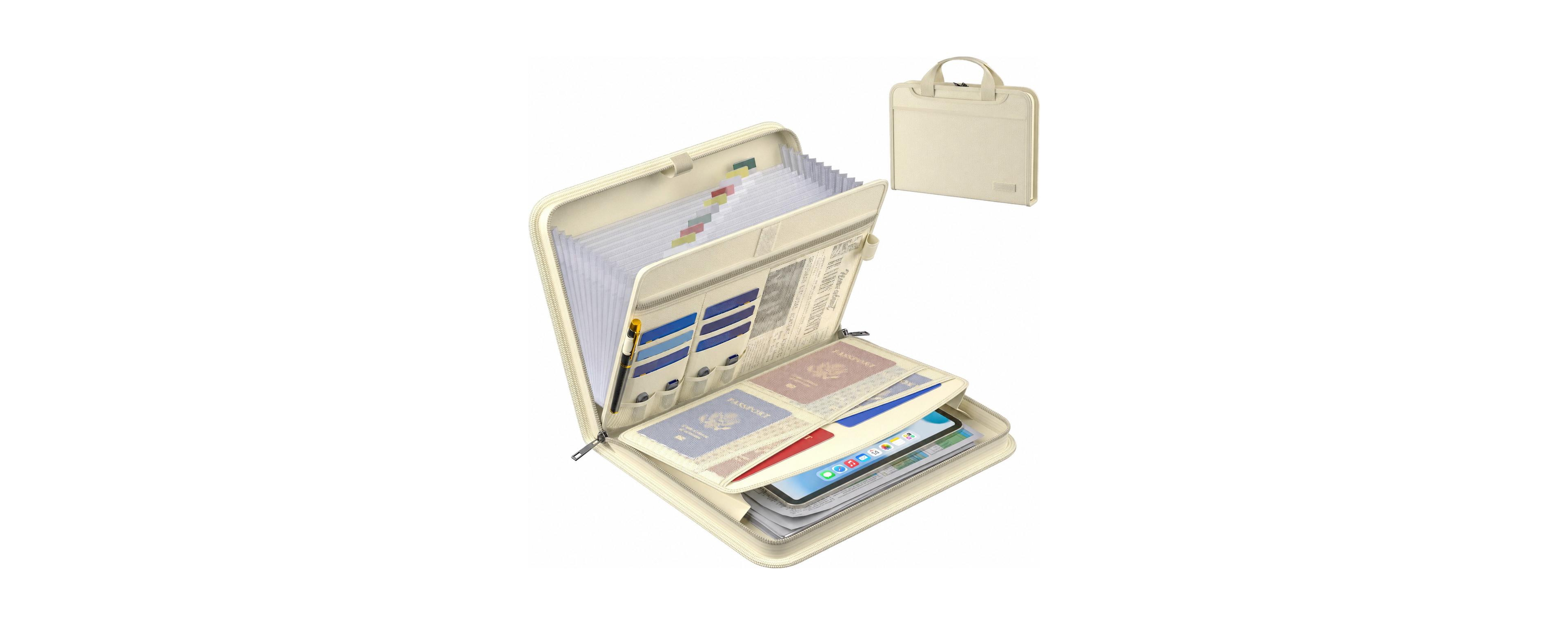 Four Candies Fireproof Expanding Accordion File Organizer 13 Pockets Labels Handle Portable Document Storage