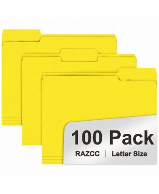100 Pack 1/3 Cut Tab Colored File Folders Letter Size For Office Classroom