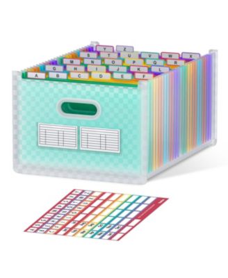 Upright Open Top Expandable Accordion File Organizer Multi Colored Tabs