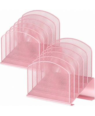Inclined Desk File Organizer 5 Section Vertical Metal Holder