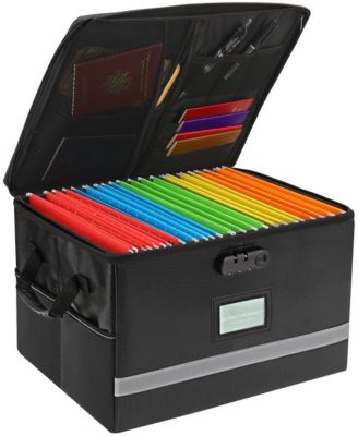 Fireproof File Organizer With Lock Large Capacity Portable Storage Box
