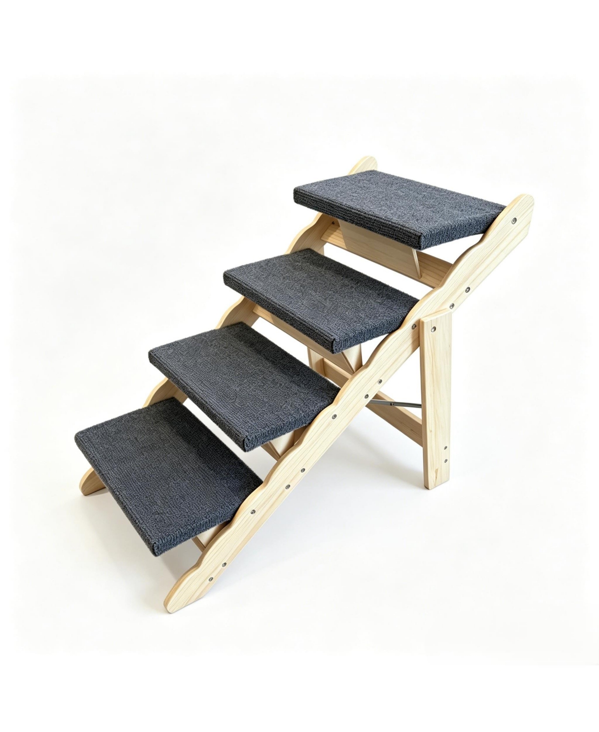 Lalfpet 2-in-1 Collapsible Wooden Dog Stairs and Ramp - 4-Step Anti-Slip Pet Ladder - Durable Access for Small, Medium, Large Dogs