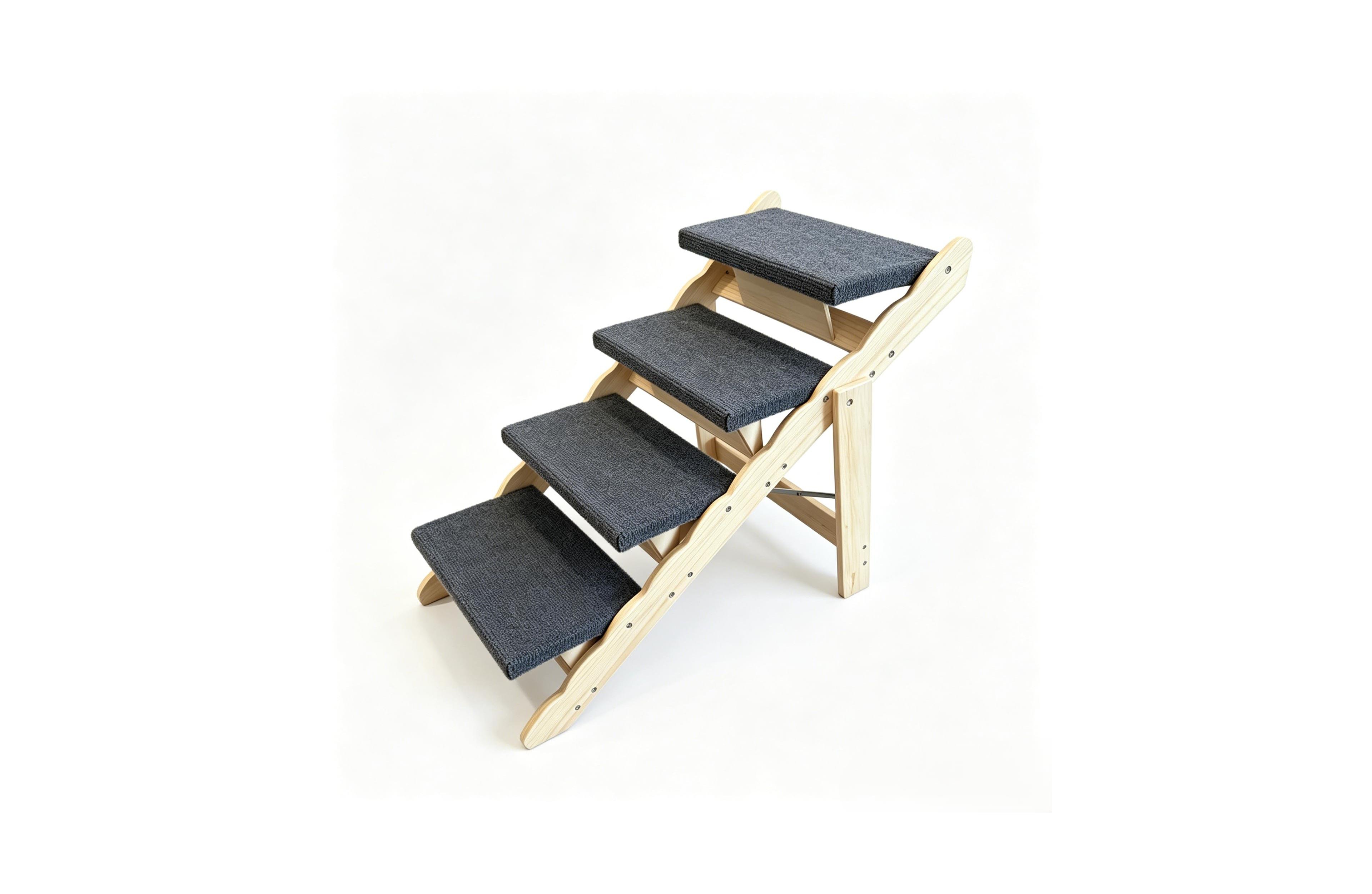 Lalfpet 2-in-1 Collapsible Wooden Dog Stairs and Ramp - 4-Step Anti-Slip Pet Ladder
