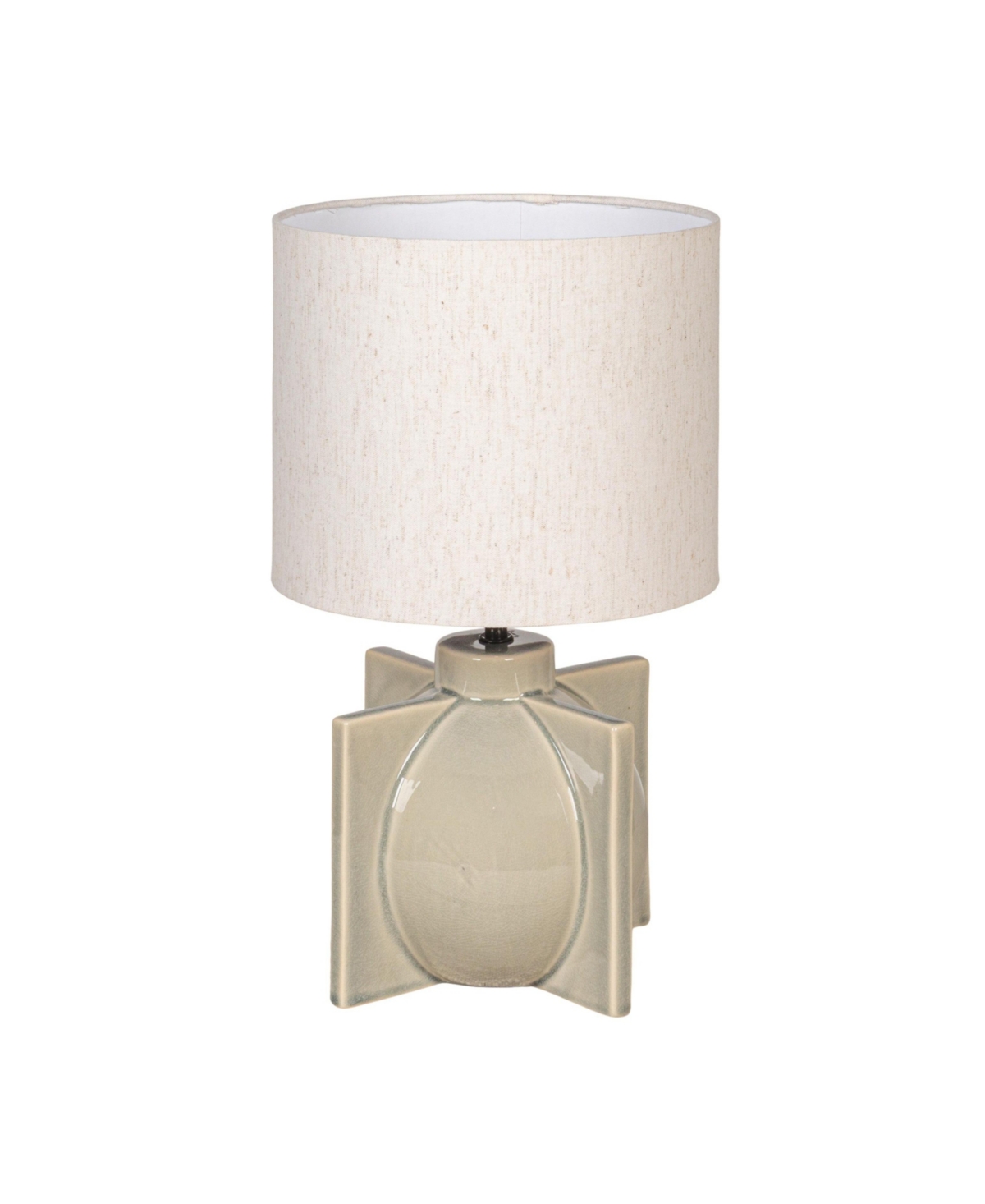 Storied Home Ceramic Table Lamp with Crossed Base and Linen Shade