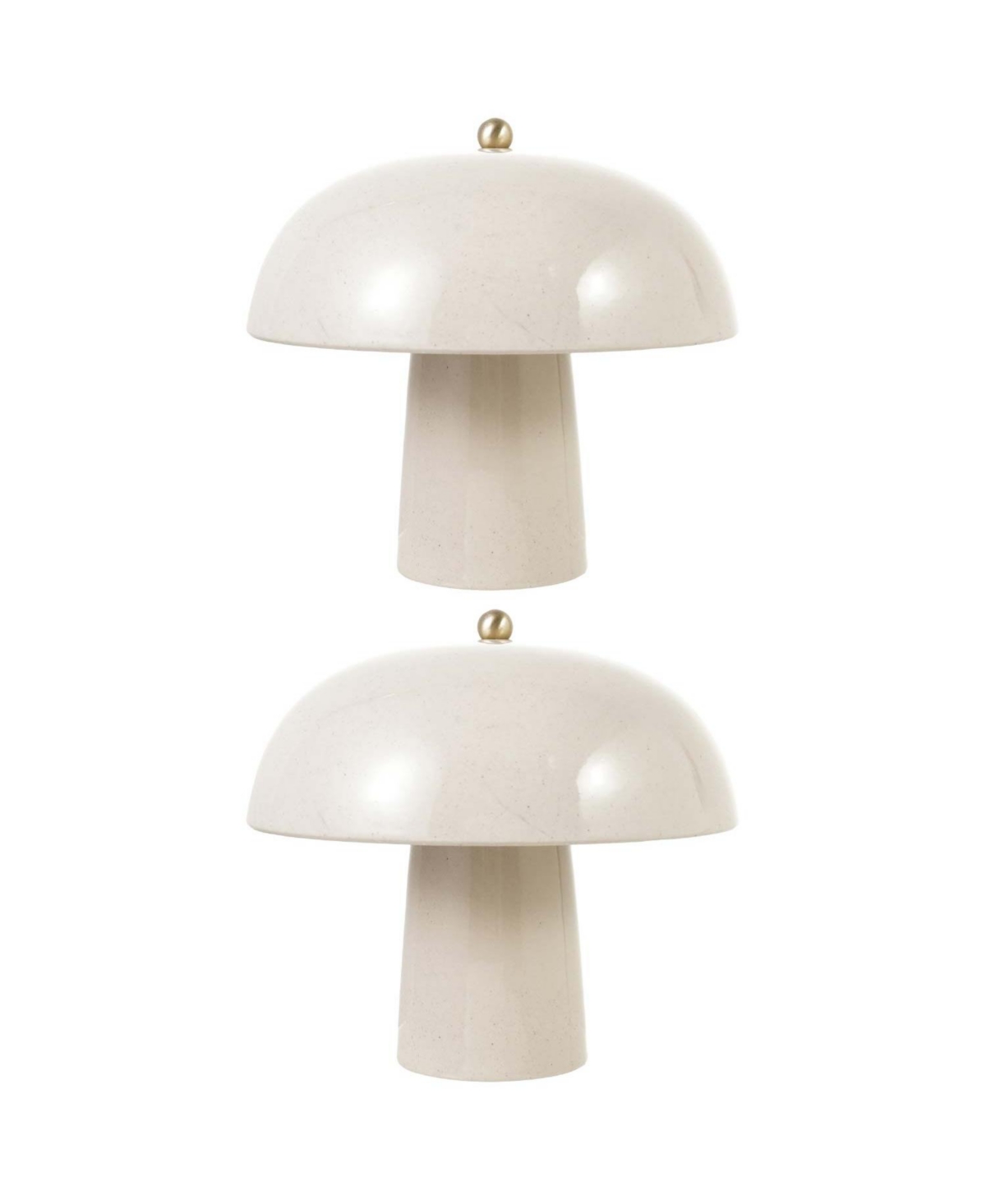 Storied Home Cream Stoneware Table Lamp with Iron Detail, Set of 2