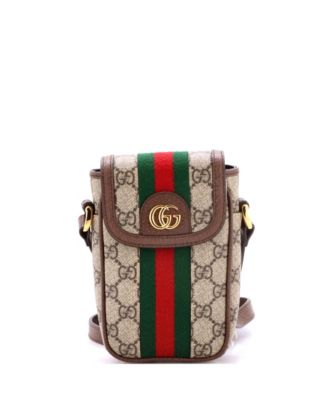 Ophidia Flap Phone Holder Crossbody Bag GG Coated Canvas