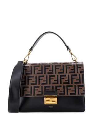 Medium Kan U Shoulder Bag Zucca Embossed Leather