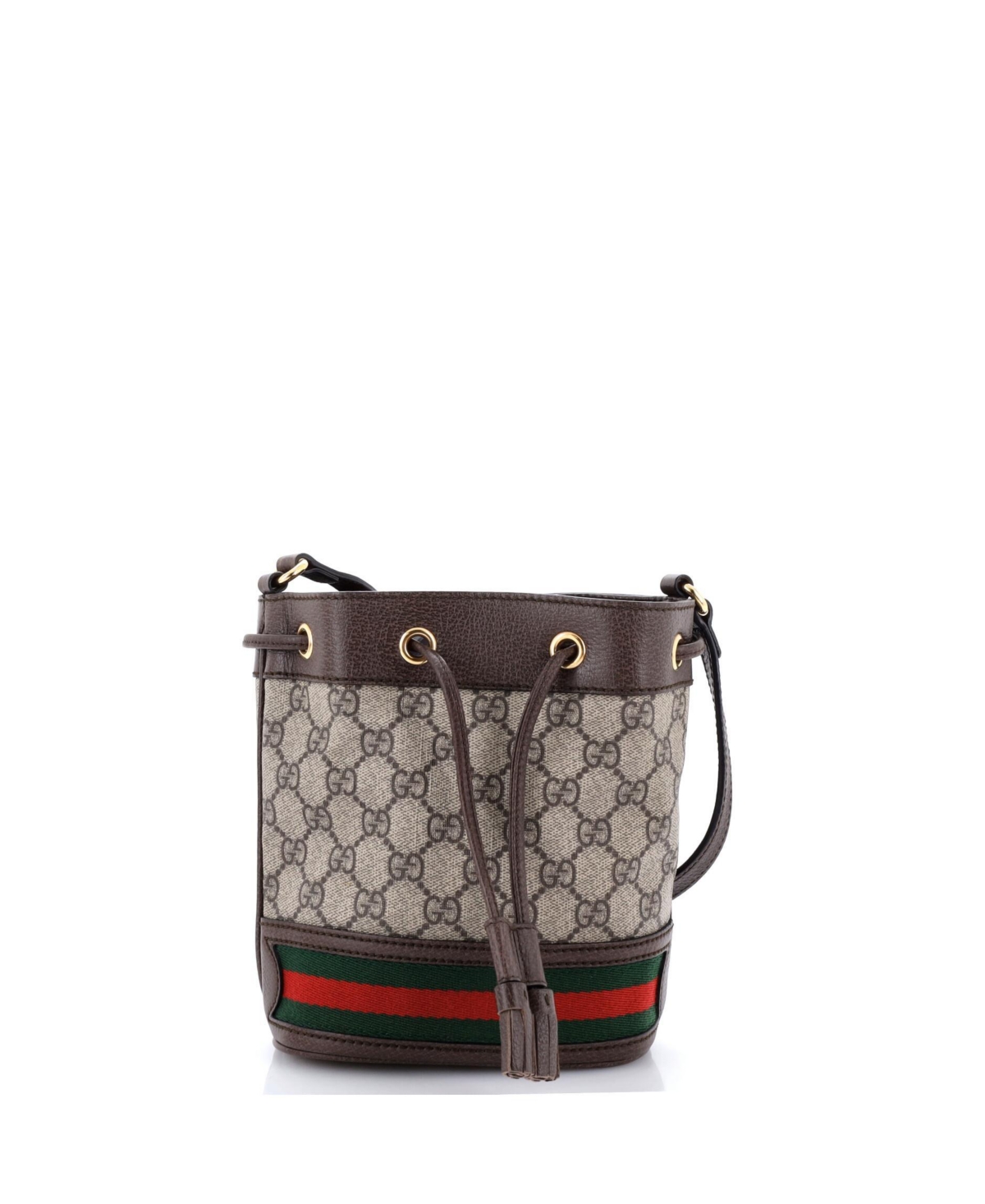 Pre-Owned Gucci Mini Ophidia Bucket Bag Gg Coated Canvas - Brown