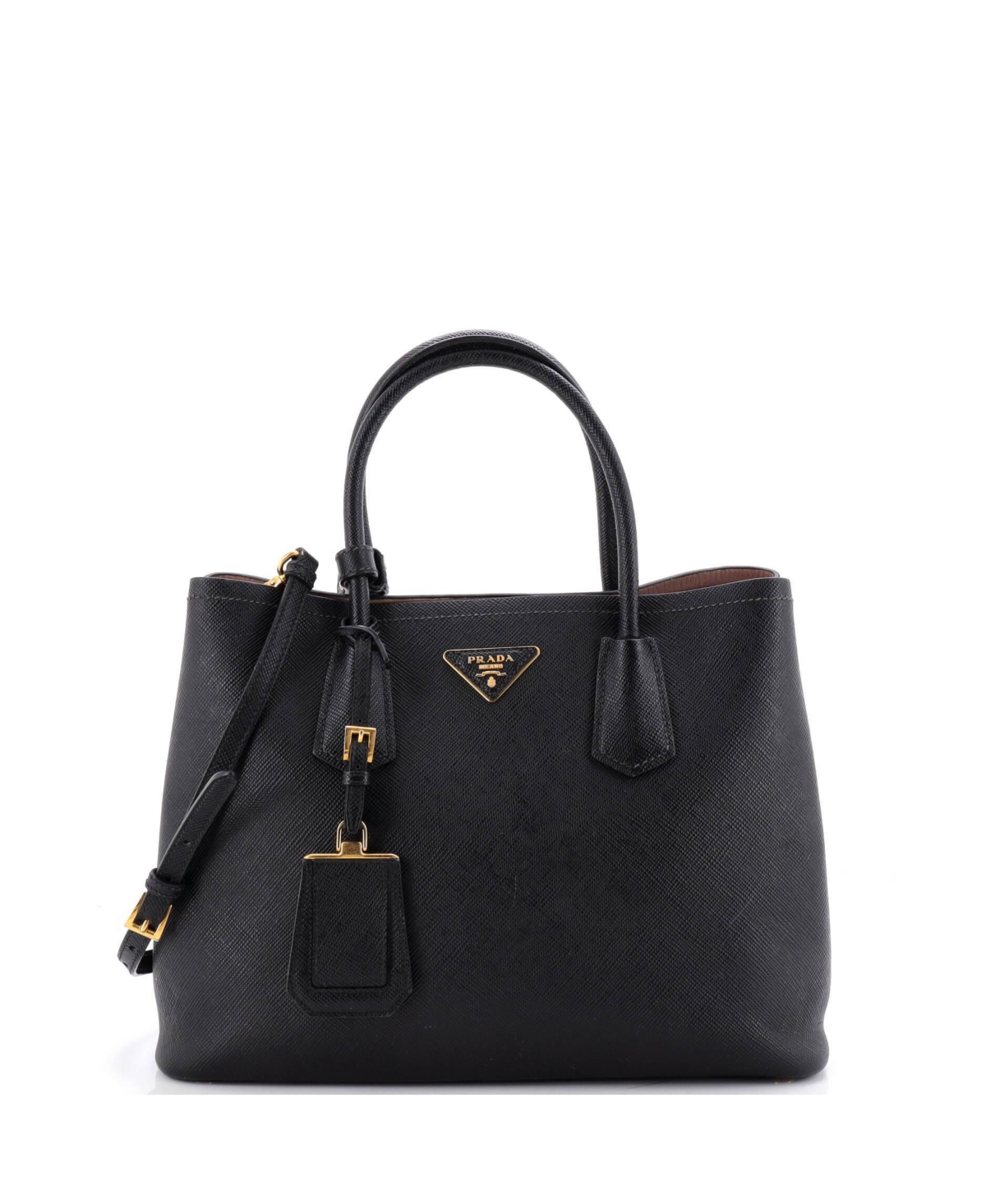 Pre-Owned Prada Medium Cuir Double Tote Saffiano Leather