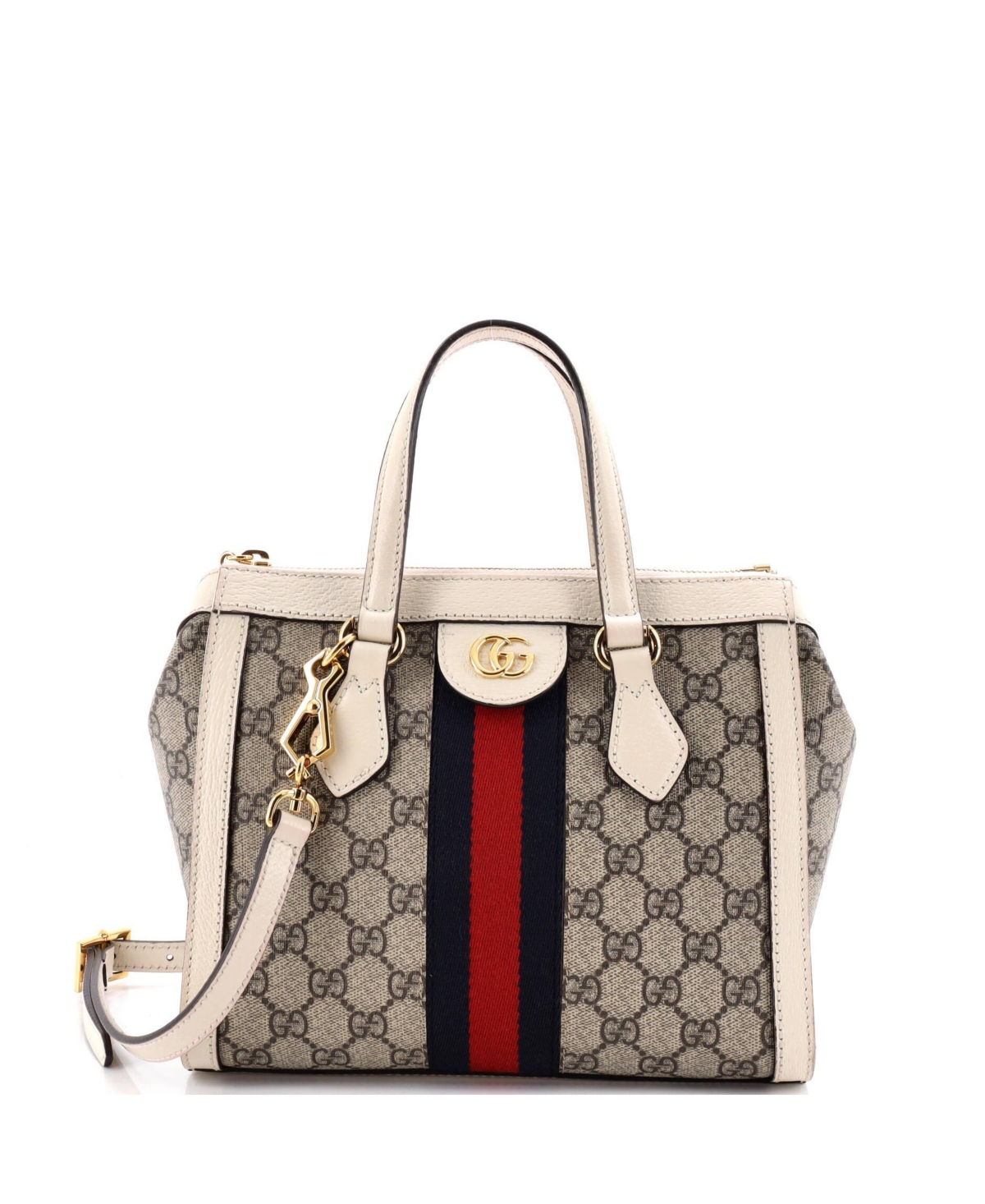 Pre-Owned Gucci Small Ophidia Top Handle Tote Gg Coated Canvas - Natural