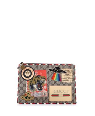 Courrier Pouch GG Coated Canvas with Applique