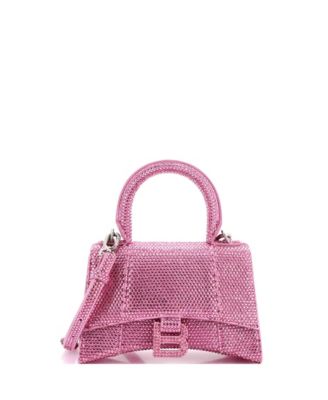 Hourglass Top Handle Crystals Suede Shoulder Bag
