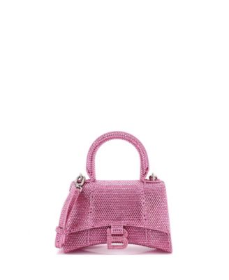 XS Hourglass Top Handle Bag Suede with Crystals