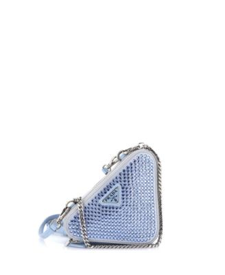 Mini Triangle Double Pouch Crossbody Crystal Embellished Satin