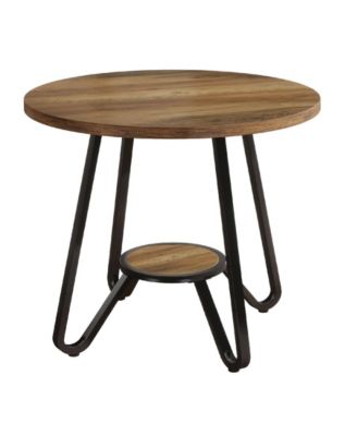 Compact Round Dining Table with Open Storage Shelves for Kitchen and Dining Room
