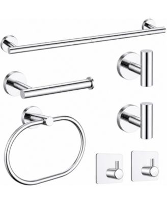 7 Pieces 31.5" Bathroom Accessories Set Towel Bar Hardware Racks Stainless Steel Holder Toilet Paper Wall Mounted