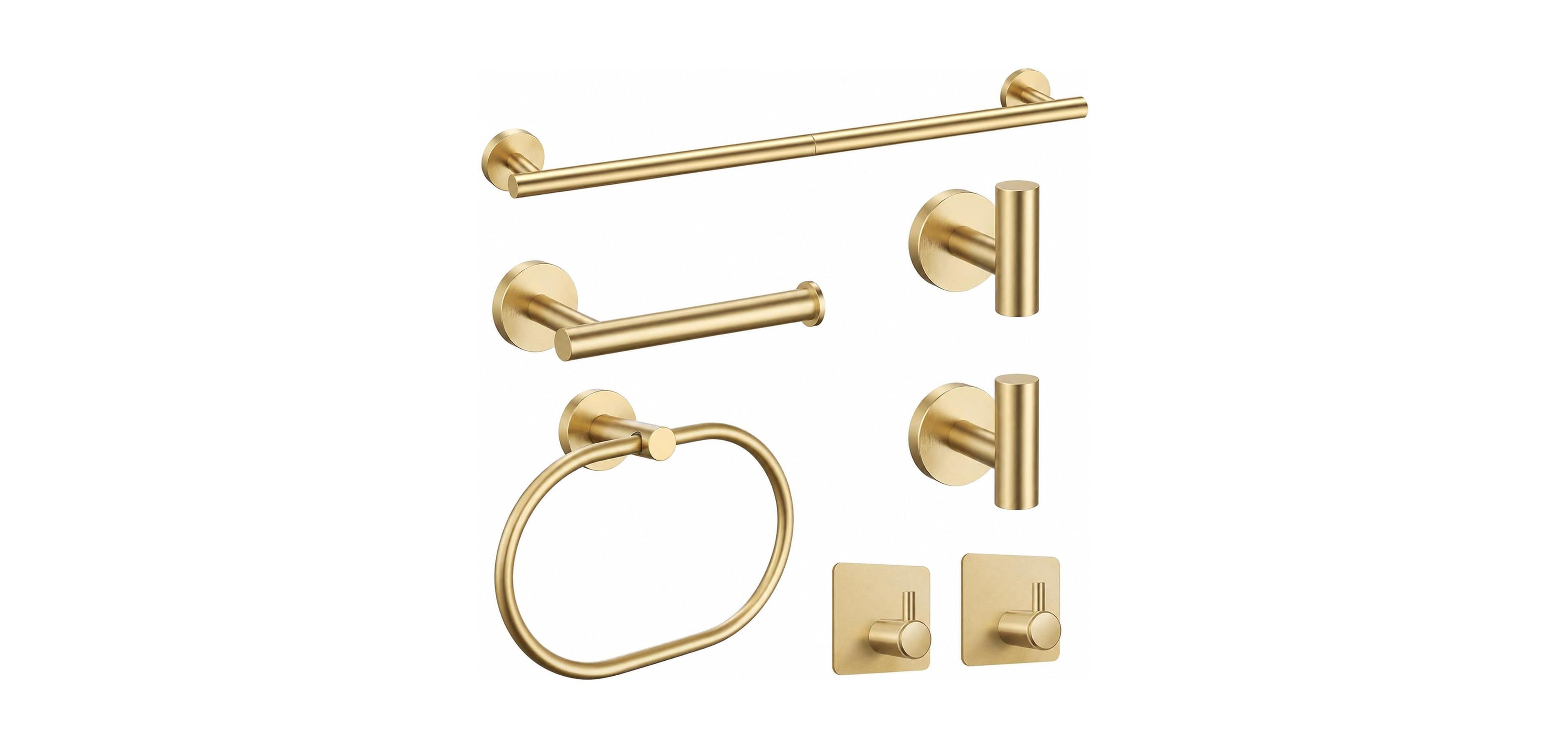 Cyqbd 7 Pieces 31.5" Bathroom Accessories Set Towel Bar Hardware Racks Stainless Steel Holder Toilet Paper Wall Mounted