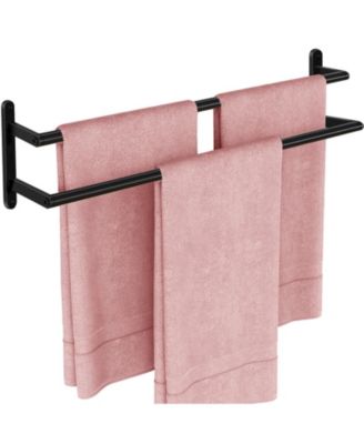 24" Bathroom Hardware Double Towel Bar Stainless Steel Wall Mounted Rail Hanger