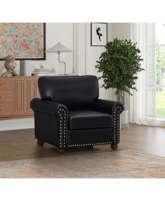 Modern Living 1-Piece PU Leather Solid Wood, Metal Frame Silver Nailhead Trim Accent Chair