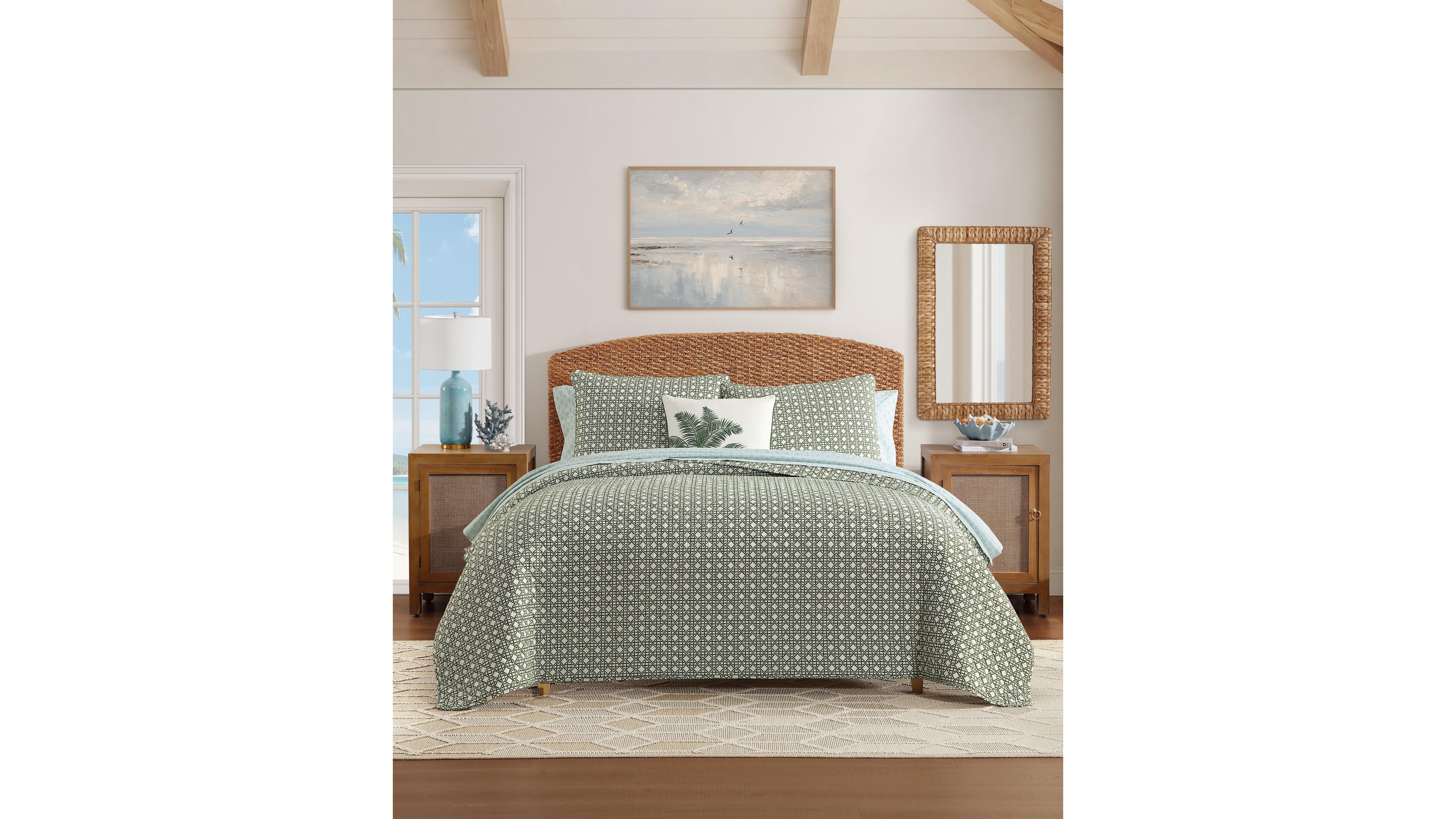 Tommy Bahama Trellis Texture Cotton Reversible 3-Piece Quilt Set, King