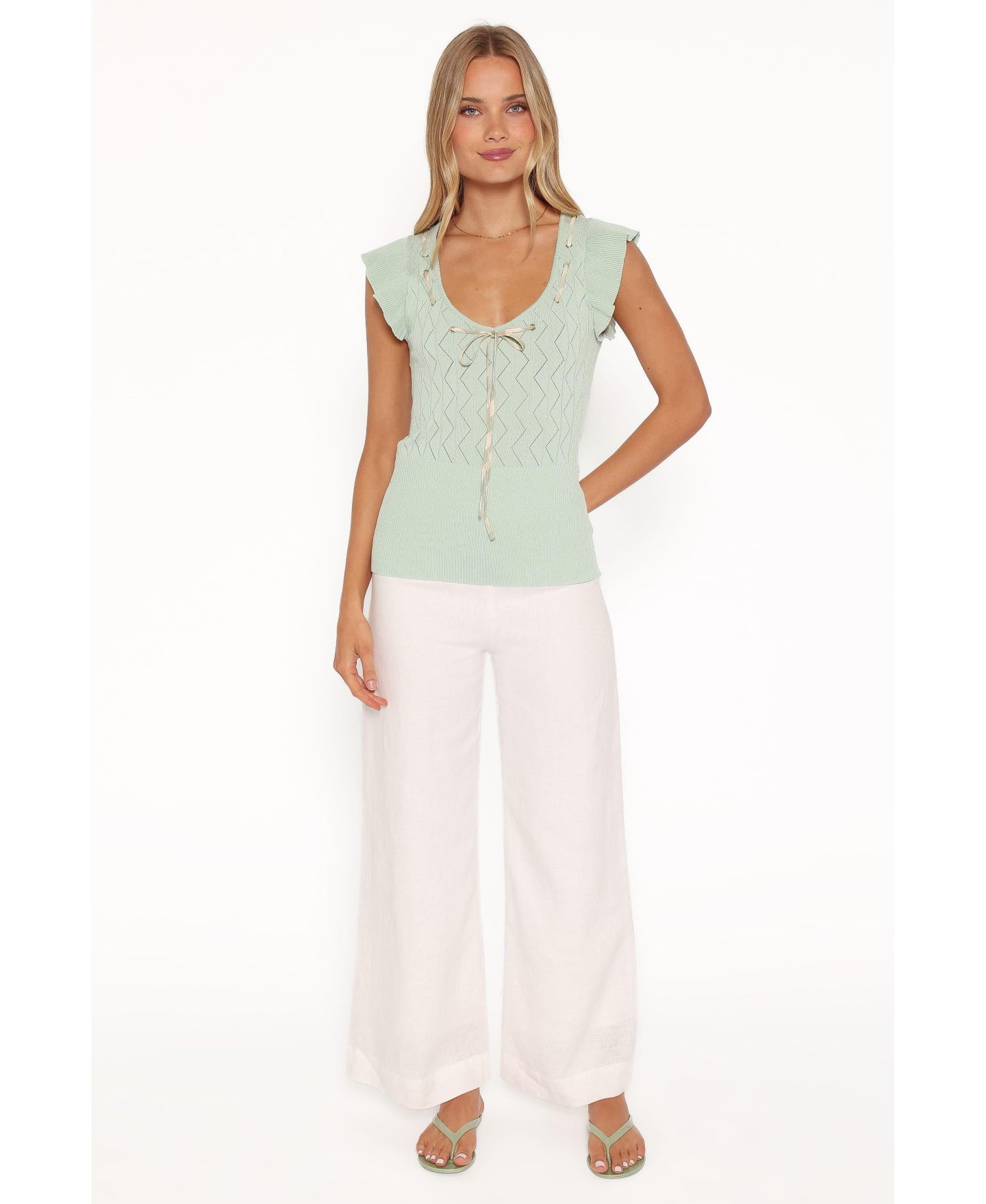 Женский топ Petal and Pup Tucker Pointelle Knit, цвет: Шалфейный зелёный — фото 5