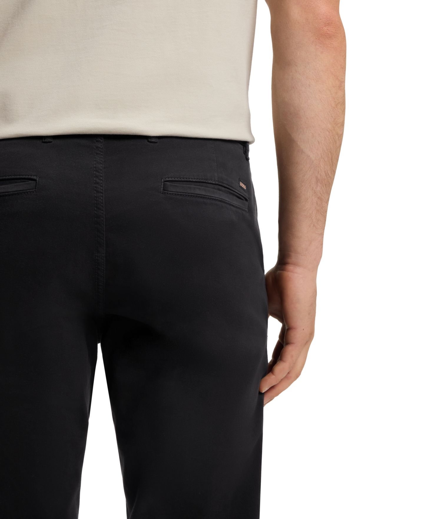Мужские брюки Hugo Boss Stretch-Cotton Satin Slim-Fit Chinos, цвет: Чёрный — фото 6