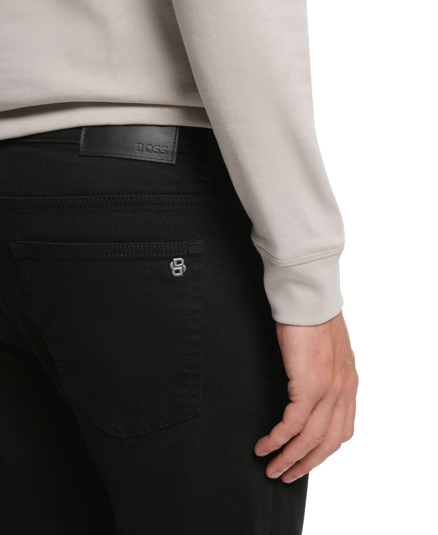 Мужские джинсы Hugo Boss Comfort-Stretch Slim-Fit, цвет: Чёрный — фото 6