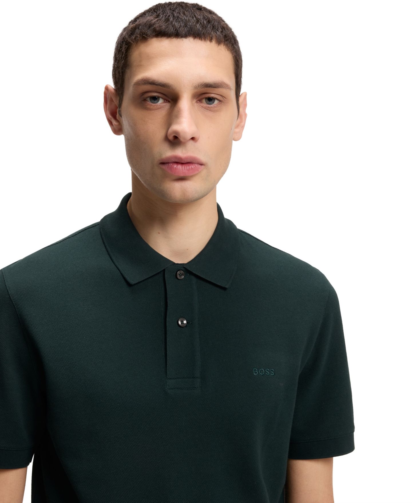 Мужское поло Hugo Boss Cotton Piqué Pallas Logo Polo Shirt, цвет: Зелёный — фото 7