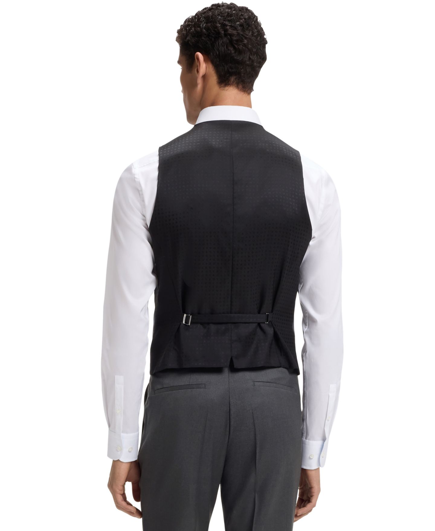 Мужские жилеты BOSS by Hugo Boss Virgin-Wool Serge Slim-Fit Vests, цвет: Тёмный серый — фото 7
