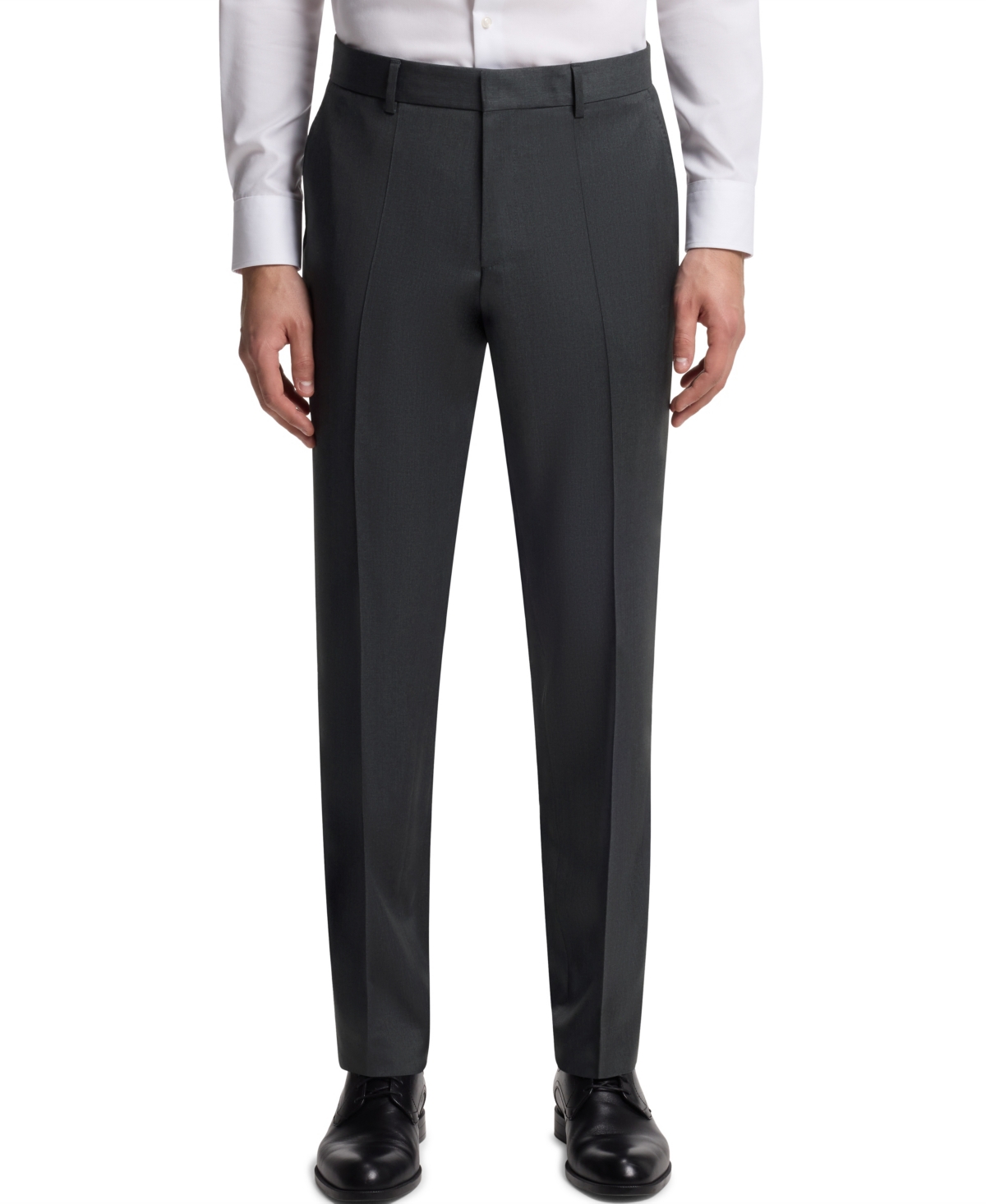 Boss Men's Regular-Fit Virgin Wool Formal Trousers - Dark Gray