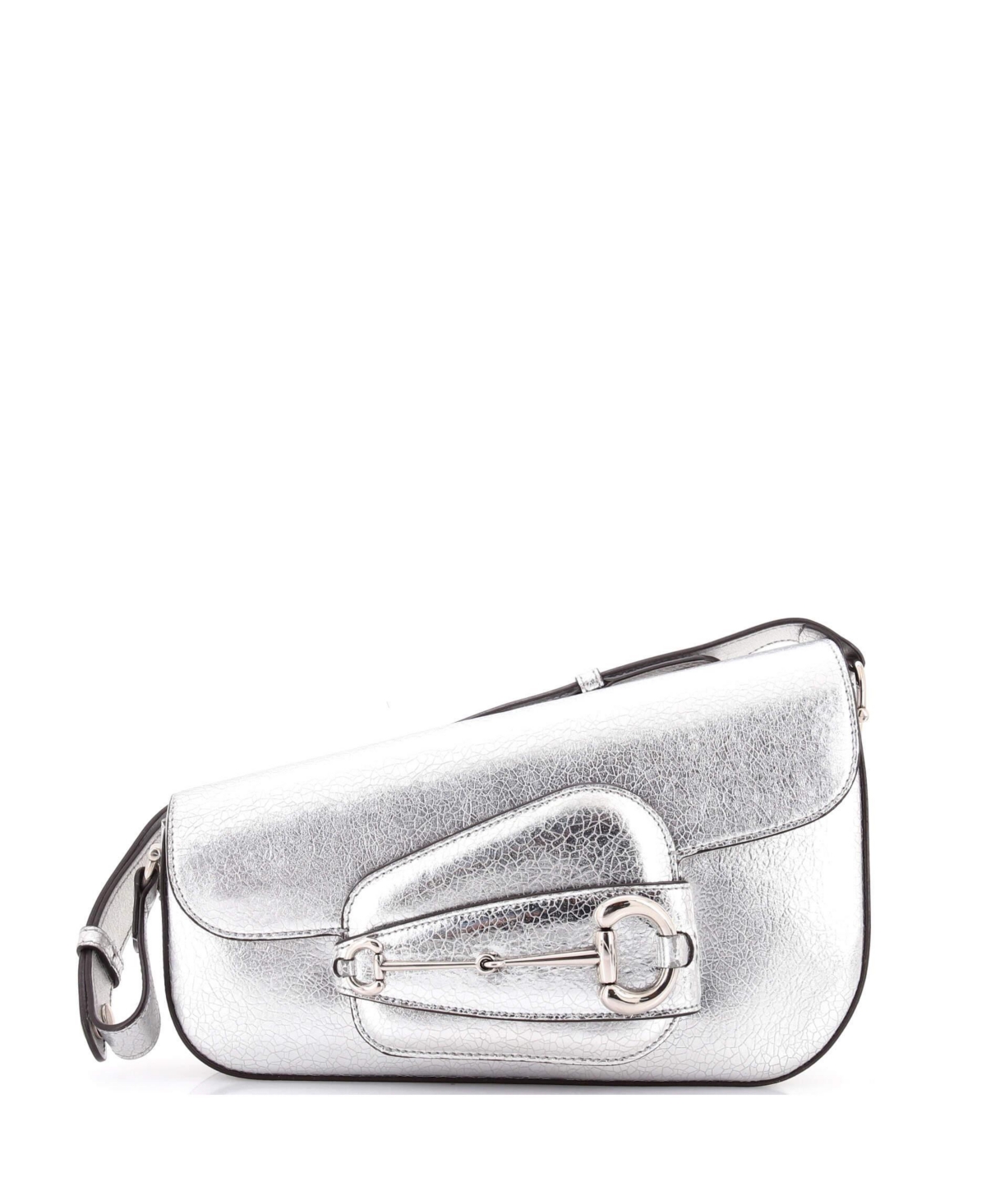 Pre-Owned Gucci Small Horsebit 1955 Asymmetric Shoulder Bag Leather - Silver