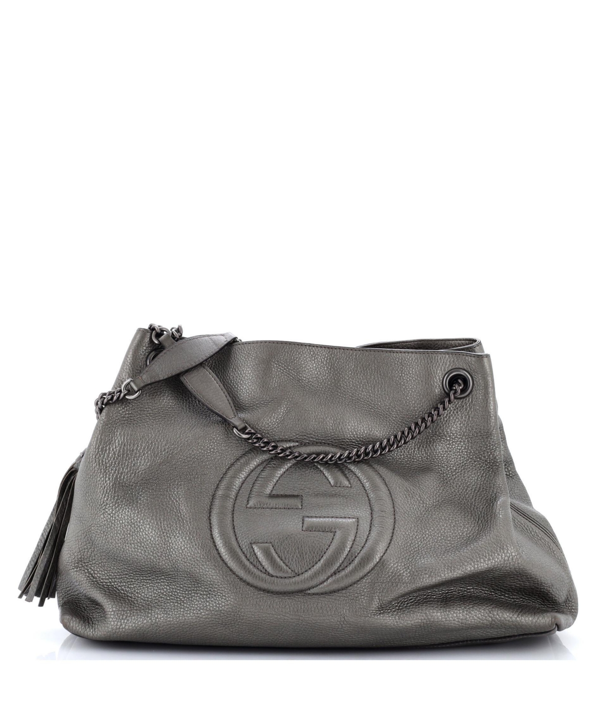 Pre-Owned Gucci Large Soho Chain Strap Shoulder Bag Leather - Grey