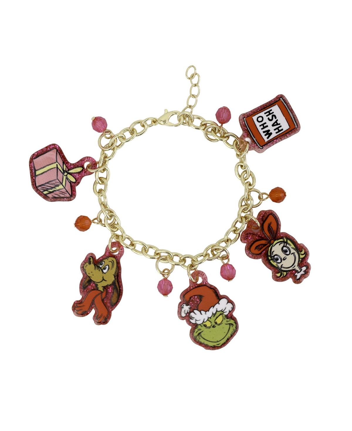 Dr. Seuss Women's The Grinch Dangle Charm Bracelet - Red