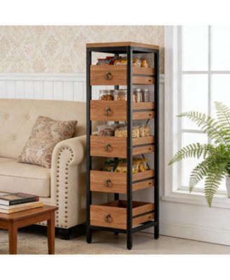 5-Tier MDF Space-Saving Pull-Out Basket Kitchen Storage Rack