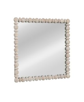 Square Raised Dowel Wood Wall Mirror
