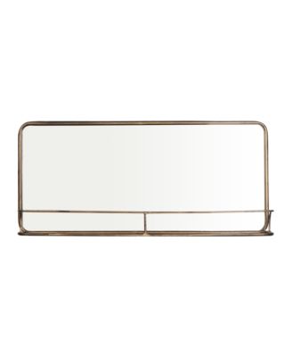 Wide Metal Framed Wall Mirror with Shelf