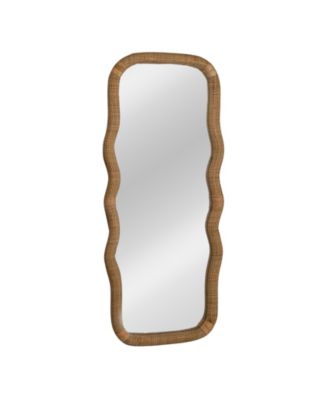 Wavy Rectangle Handwoven Rattan Cane Wall Mirror