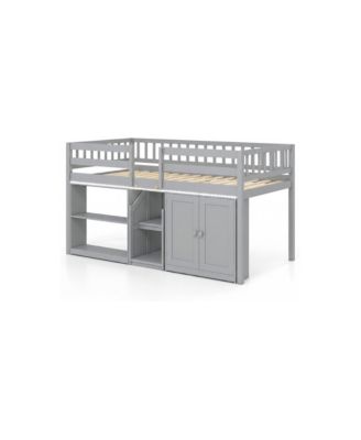 29-Inch Clearance Wooden Kids Loft Bed and Bookcase Storage