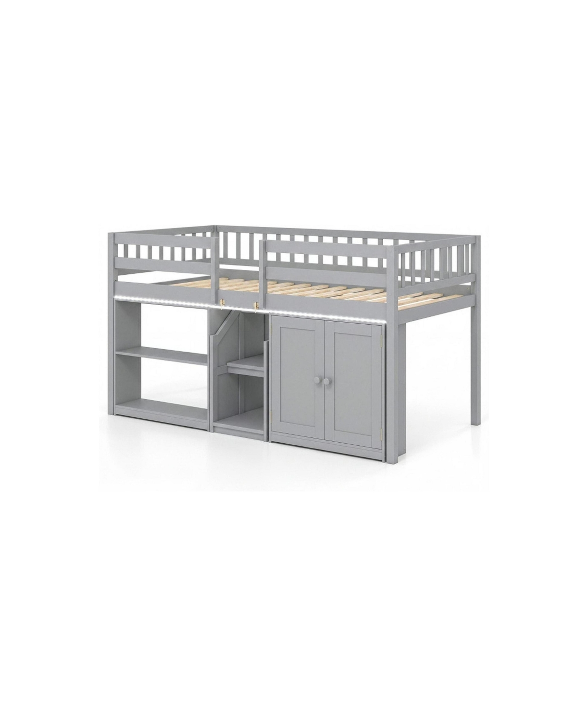 Gouun 29-Inch Clearance Wooden Kids Loft Bed and Bookcase Storage - Gray