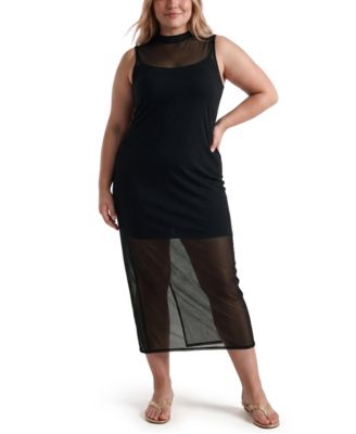 Plus Size Maxi Column Mesh Dress
