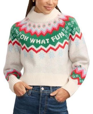 Women's Bow Cropped Christmas Sweater