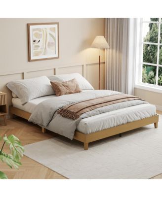 homfan Wood Platform Bed Frame Queen Size 9 Inch Height with Slat ...