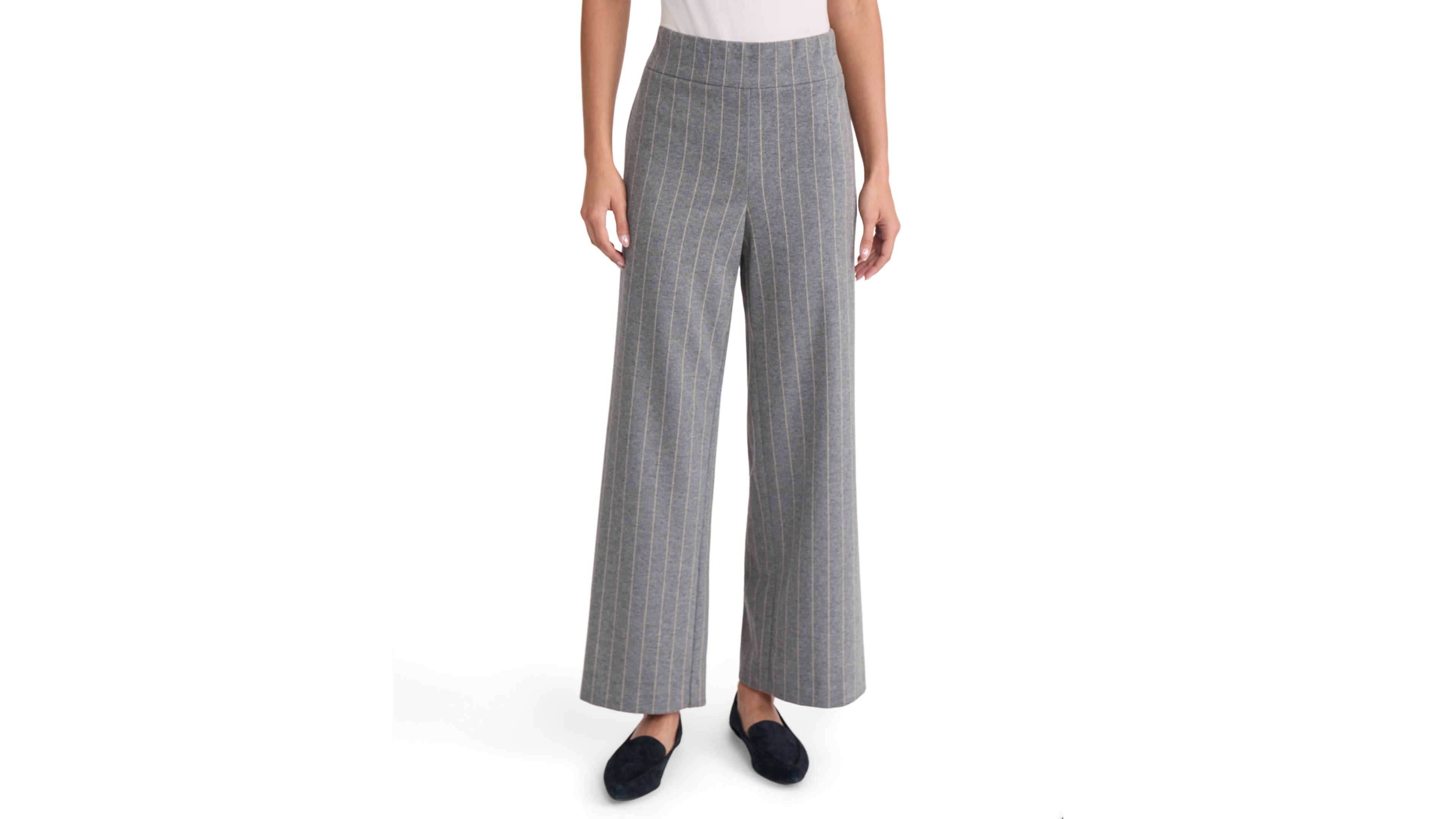 Jones New York Women's High-Rise Wide-Leg Pinstripe Pants