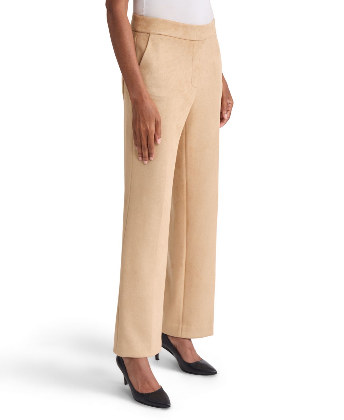 Женские брюки Jones New York Slash-Pocket Straight Pull-On Faux Scuba Suede, цвет: Cafe Au Lait — фото 2